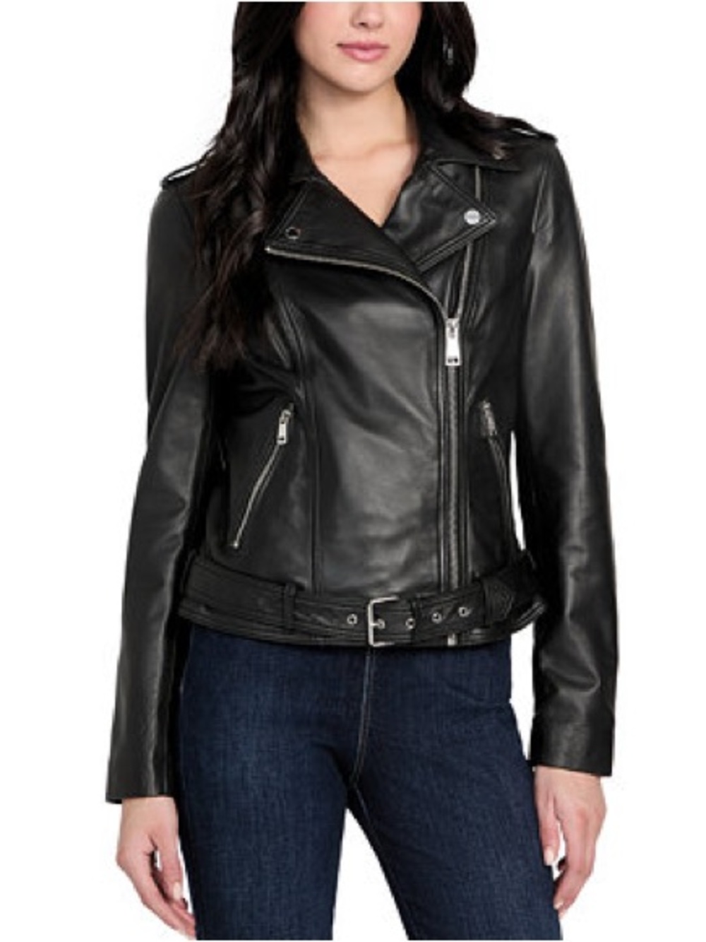 Dressed in lala boutique miss love Moto-Style Black faux Leather Jacket